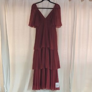 ASOS Deep Red Tiered Maxi Dress